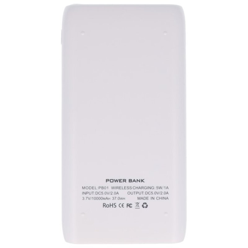 PowerBank + Draadloze Oplader + Bureaulader met Stand Wit