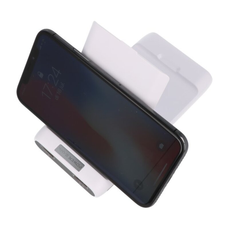 PowerBank + Draadloze Oplader + Bureaulader met Stand Wit