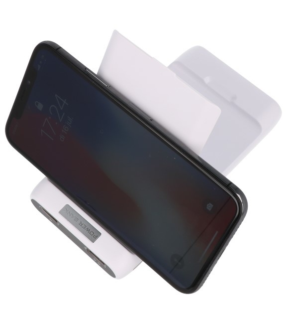 PowerBank + Wireless Charger + Desk Charger with Stand White