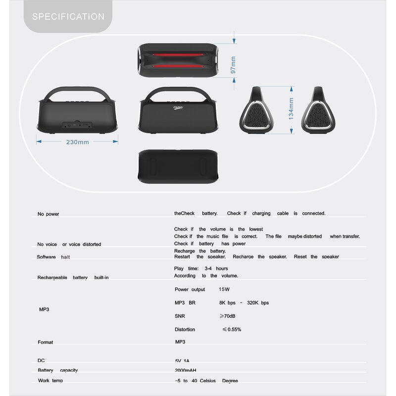 Musky Bluetooth Speaker DY-18 Rood
