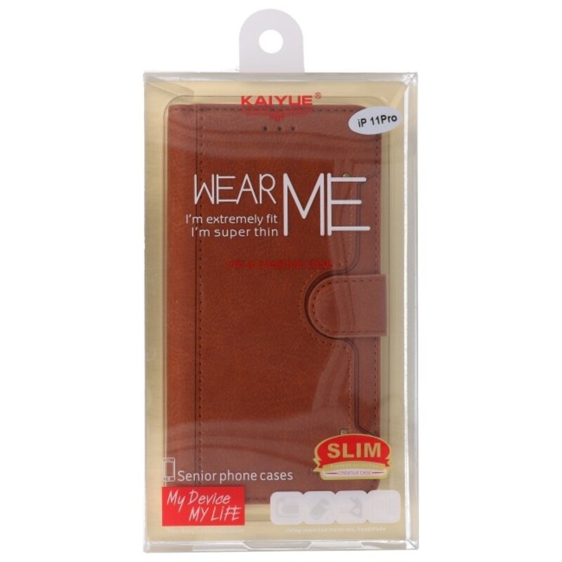 Luxury Wallet Case for iPhone 11 Pro Brown