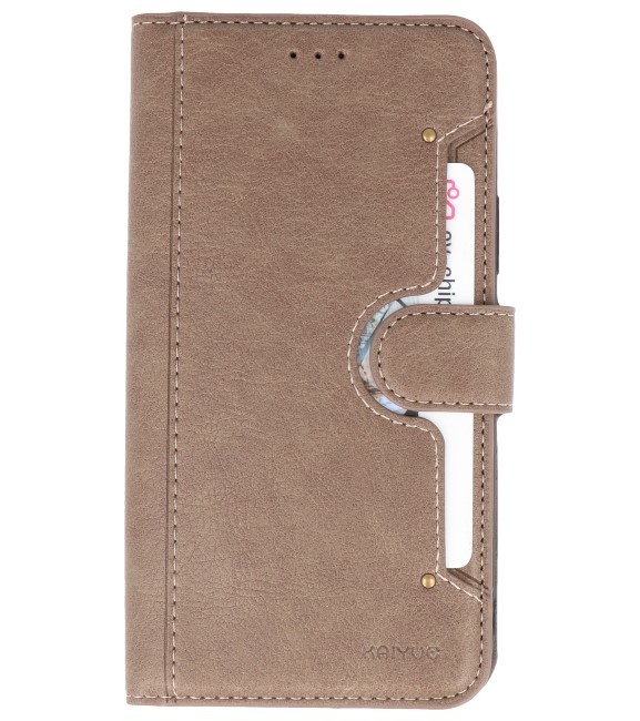 KAIYUE Luxe Portemonnee Hoesje voor iPhone 11 Pro Grijs