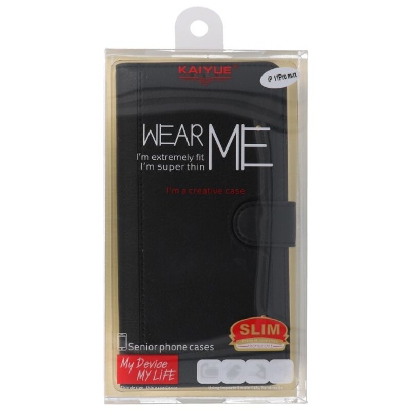 Custodia a portafoglio di lusso per iPhone 11 Pro Max nera