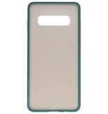 Étui rigide à combinaison de couleurs pour Galaxy S10 vert foncé
