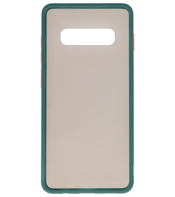 Étui rigide à combinaison de couleurs pour Galaxy S10 vert foncé