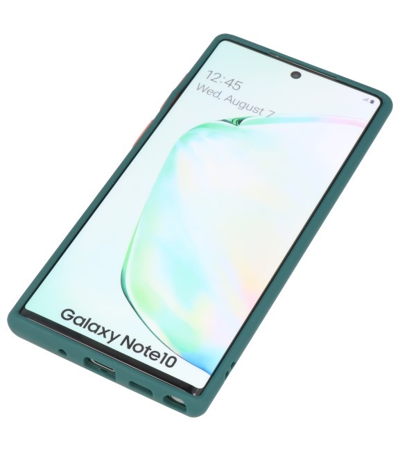 Combinación de colores Estuche rígido para Galaxy Note 10 Verde oscuro