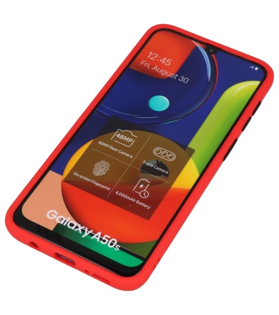 Étui rigide à combinaison de couleurs pour Galaxy A50 Rouge