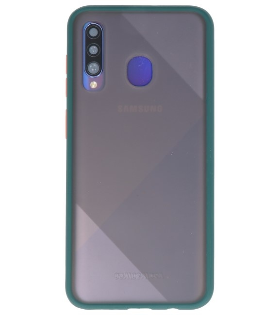 Étui rigide à combinaison de couleurs pour Galaxy A50 vert foncé