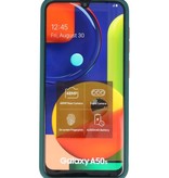 Étui rigide à combinaison de couleurs pour Galaxy A50 vert foncé