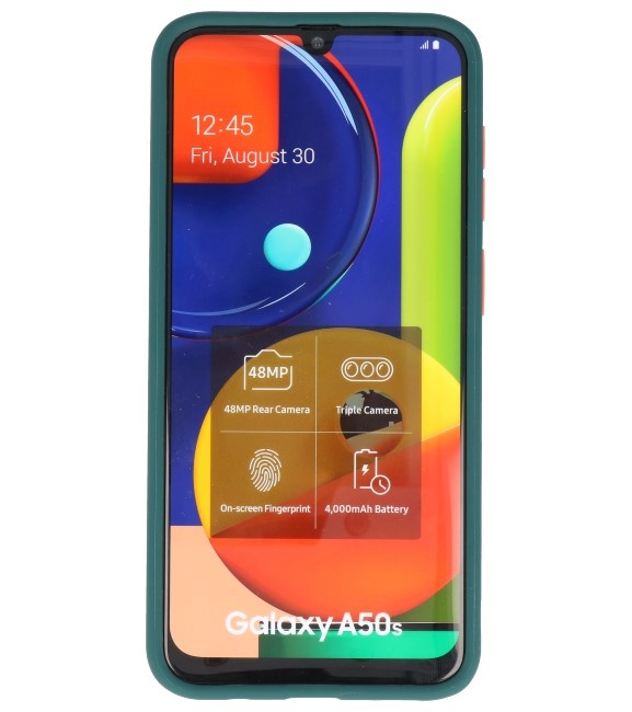 Étui rigide à combinaison de couleurs pour Galaxy A50 vert foncé