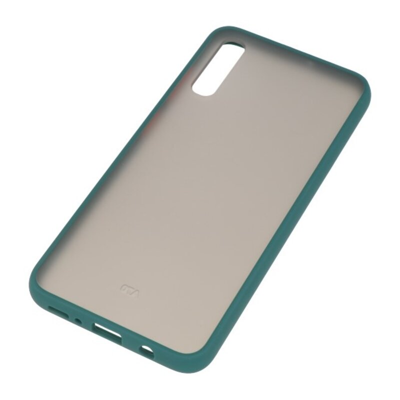 Étui rigide à combinaison de couleurs pour Galaxy A70 vert foncé