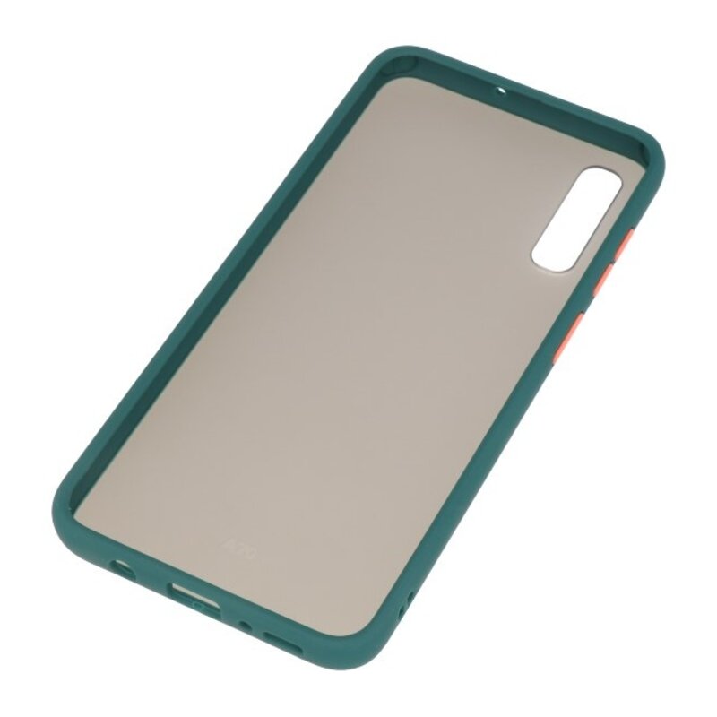 Étui rigide à combinaison de couleurs pour Galaxy A70 vert foncé