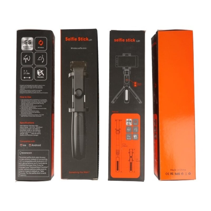 Trípode para selfies con Bluetooth (L01) Rojo