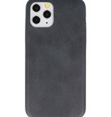 Læder Design TPU cover til iPhone 11 Pro Sort