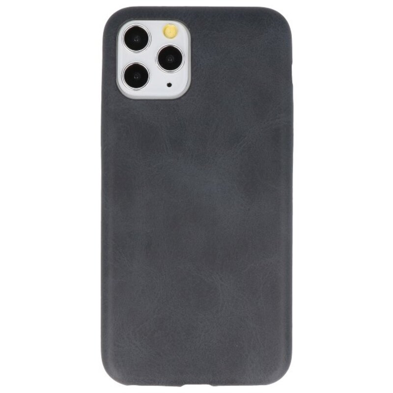 Leder Design TPU cover voor iPhone 11 Pro Zwart