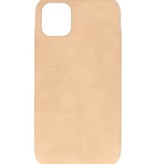 Leder Design TPU cover voor iPhone 11 Pro Beige