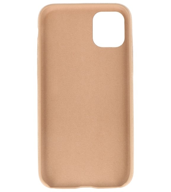 Leder Design TPU cover voor iPhone 11 Pro Beige