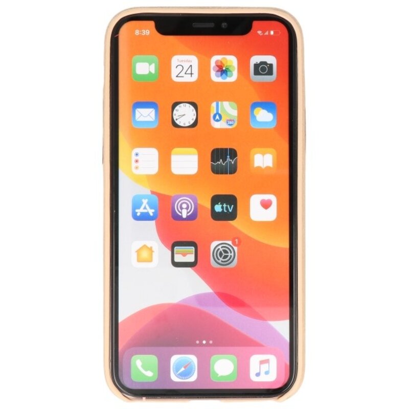 Cover in TPU di design in pelle per iPhone 11 Pro Beige