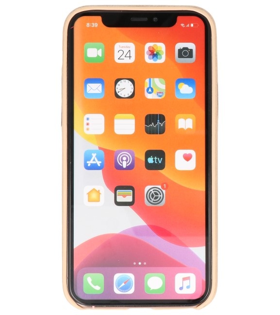 Leder Design TPU Hülle für iPhone 11 Pro Beige