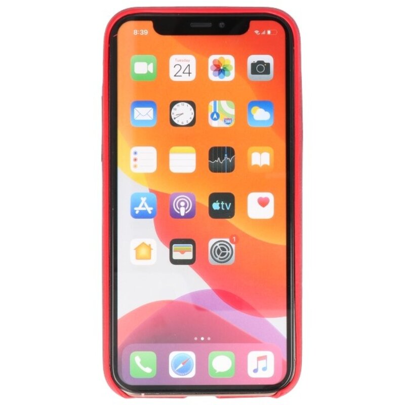Cover in TPU di design in pelle per iPhone 11 Pro rosso