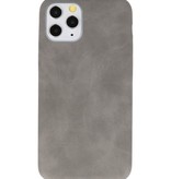 Leder Design TPU Hülle für iPhone 11 Pro Grau