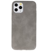 Leder Design TPU Hülle für iPhone 11 Pro Grau