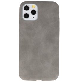 Cover in TPU di design in pelle per iPhone 11 Pro grigio