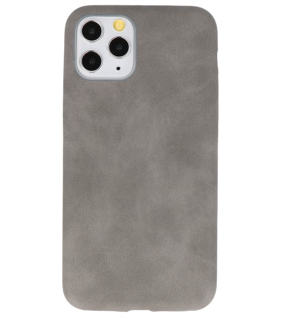 Leder Design TPU cover voor iPhone 11 Pro Grijs