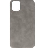 Cover in TPU di design in pelle per iPhone 11 Pro grigio