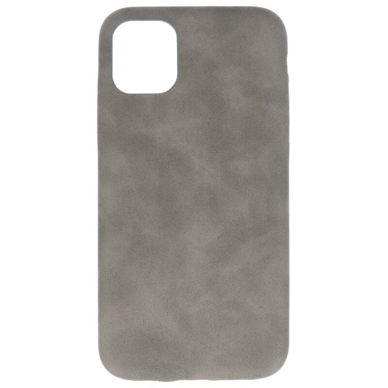 Leder Design TPU cover voor iPhone 11 Pro Grijs