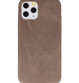 Leder Design TPU Hülle für iPhone 11 Pro Dark Brown