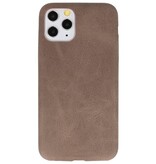 Leder Design TPU Hülle für iPhone 11 Pro Dark Brown
