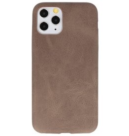 Cover in TPU di design in pelle per iPhone 11 Pro marrone scuro