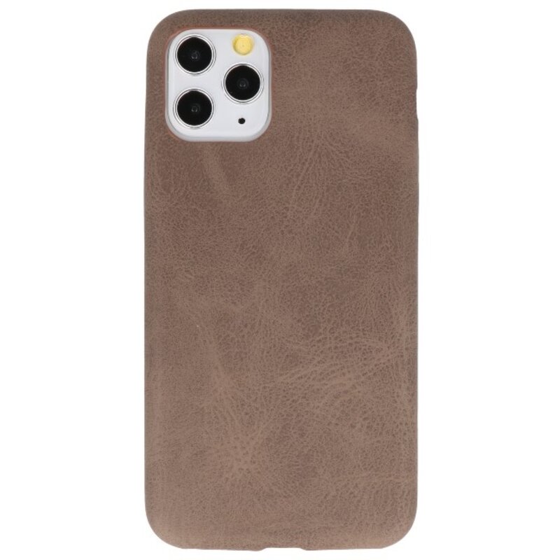 Leder Design TPU Hülle für iPhone 11 Pro Dark Brown