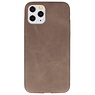 Cover in TPU di design in pelle per iPhone 11 Pro marrone scuro