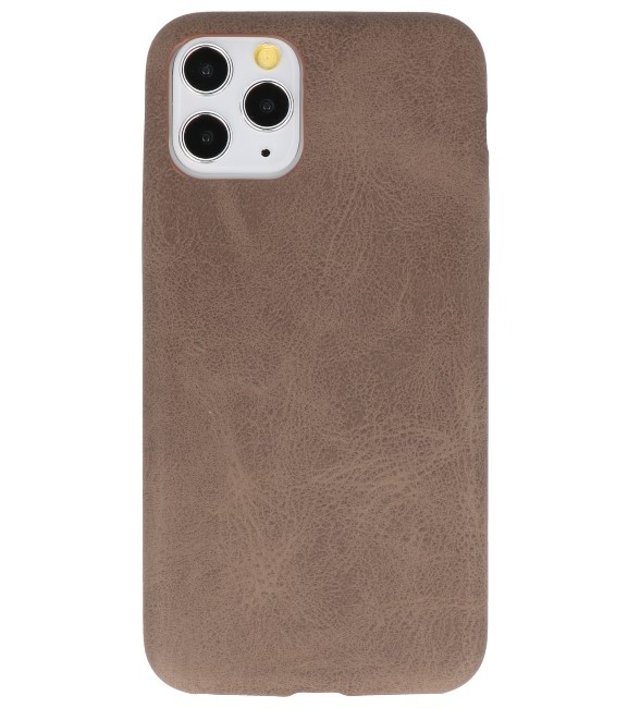 Læder Design TPU cover til iPhone 11 Pro Mørkebrun