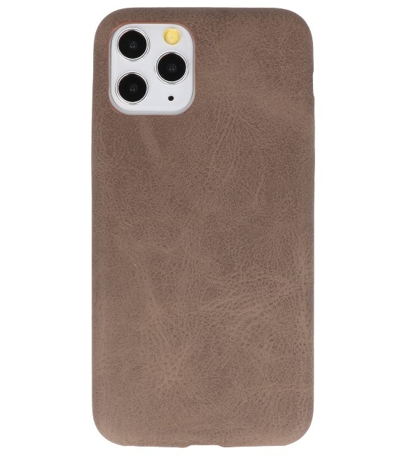 Leder Design TPU Hülle für iPhone 11 Pro Dark Brown