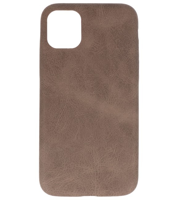 Cover in TPU di design in pelle per iPhone 11 Pro marrone scuro