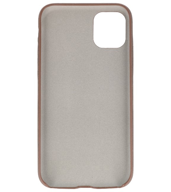 Leder Design TPU cover voor iPhone 11 Pro Donker Bruin