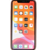 Cover in TPU di design in pelle per iPhone 11 Pro marrone scuro