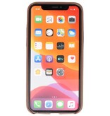Leder Design TPU cover voor iPhone 11 Pro Donker Bruin