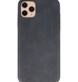 Leder Design TPU cover voor iPhone 11 Pro Max Zwart