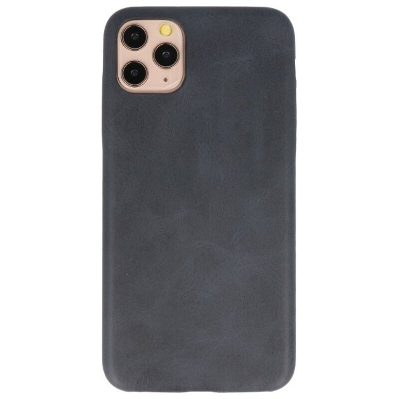 Leder Design TPU cover voor iPhone 11 Pro Max Zwart