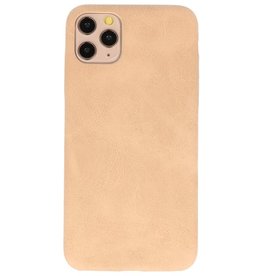 Cover in TPU di design in pelle per iPhone 11 Pro Max Beige