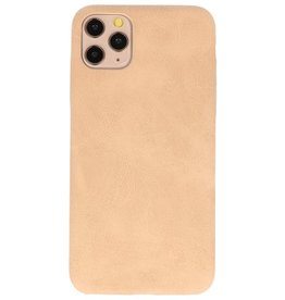 Funda de TPU de diseño de cuero para iPhone 11 Pro Max Beige