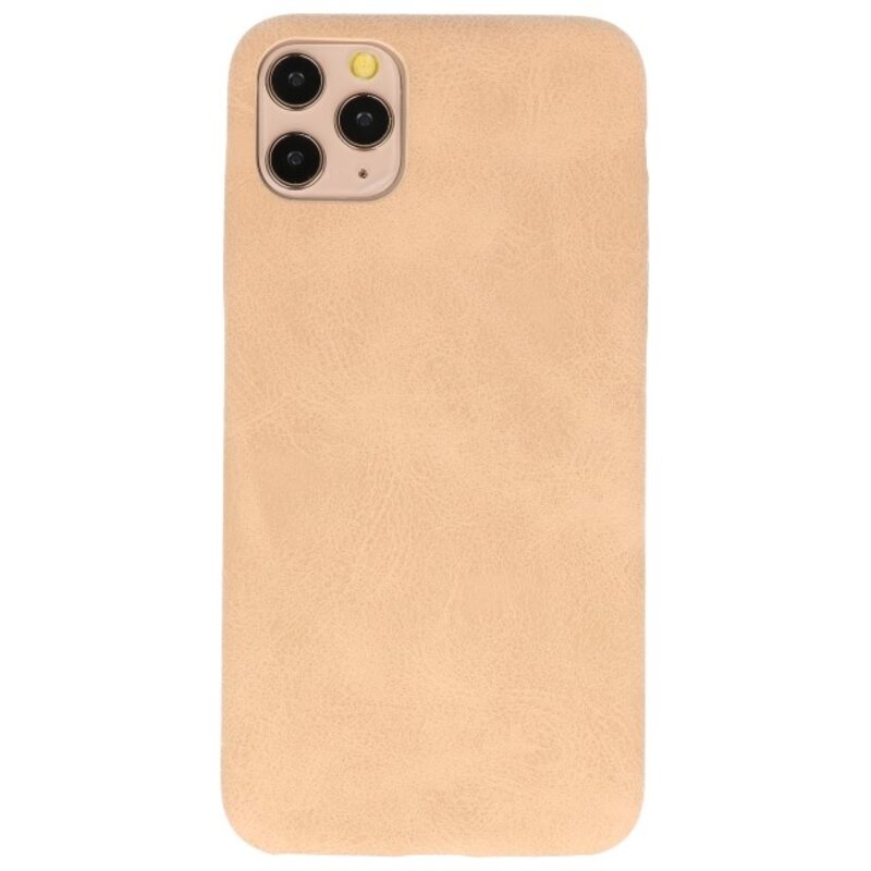 Leder Design TPU cover voor iPhone 11 Pro Max Beige