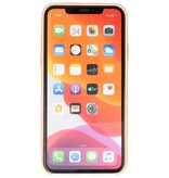 Leder Design TPU cover voor iPhone 11 Pro Max Beige