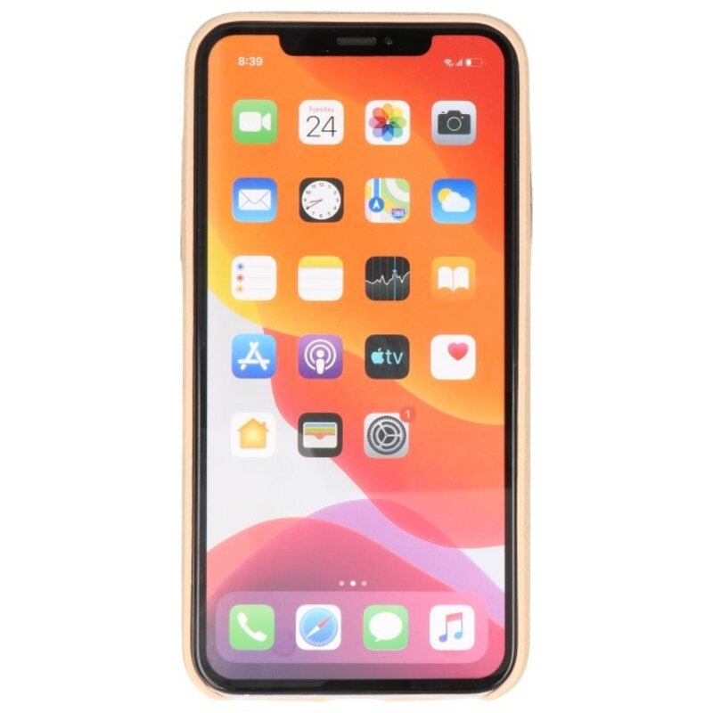 Cover in TPU di design in pelle per iPhone 11 Pro Max Beige