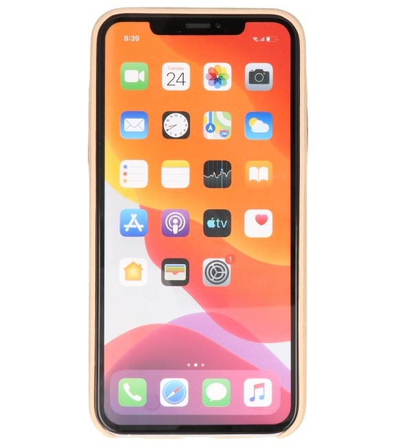 Leder Design TPU Hülle für iPhone 11 Pro Max Beige