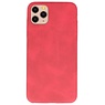 Leder Design TPU cover voor iPhone 11 Pro Max Rood